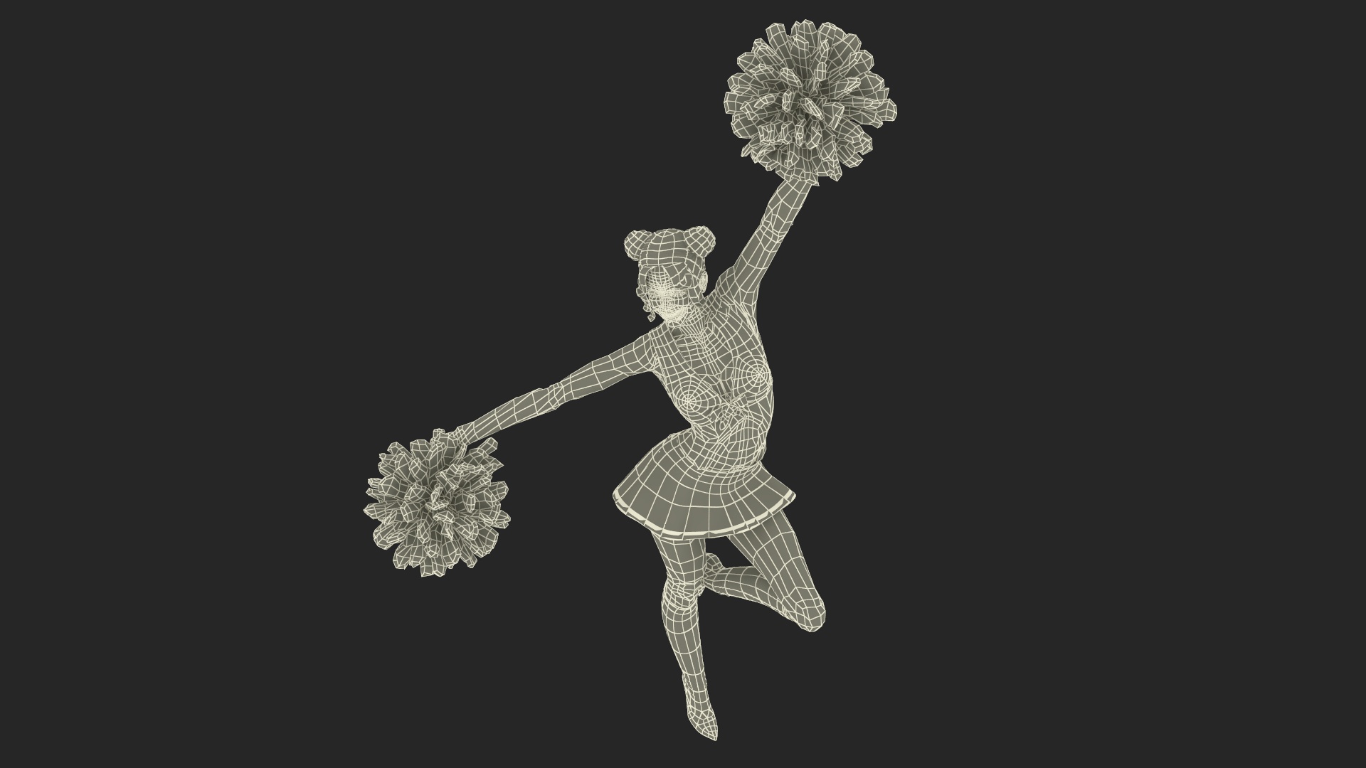 3D model European Woman Dancing with Pompoms