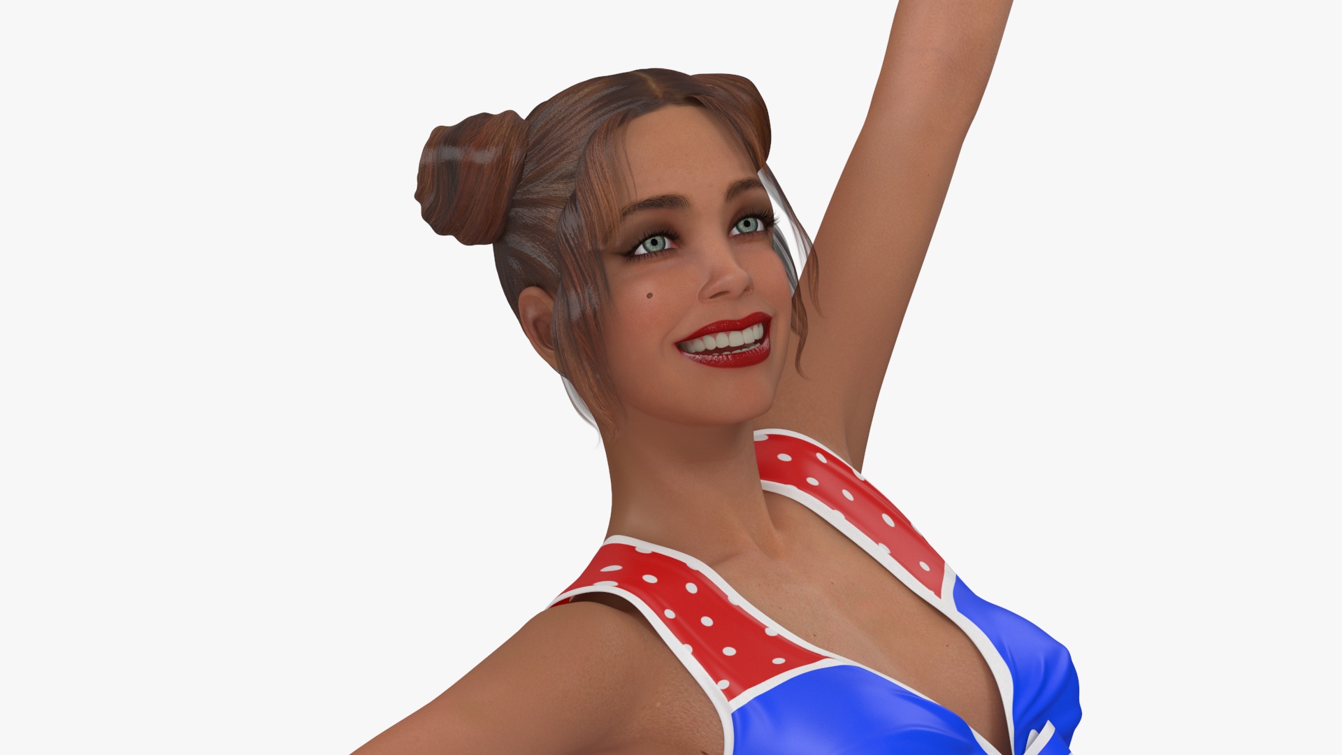 3D model European Woman Dancing with Pompoms