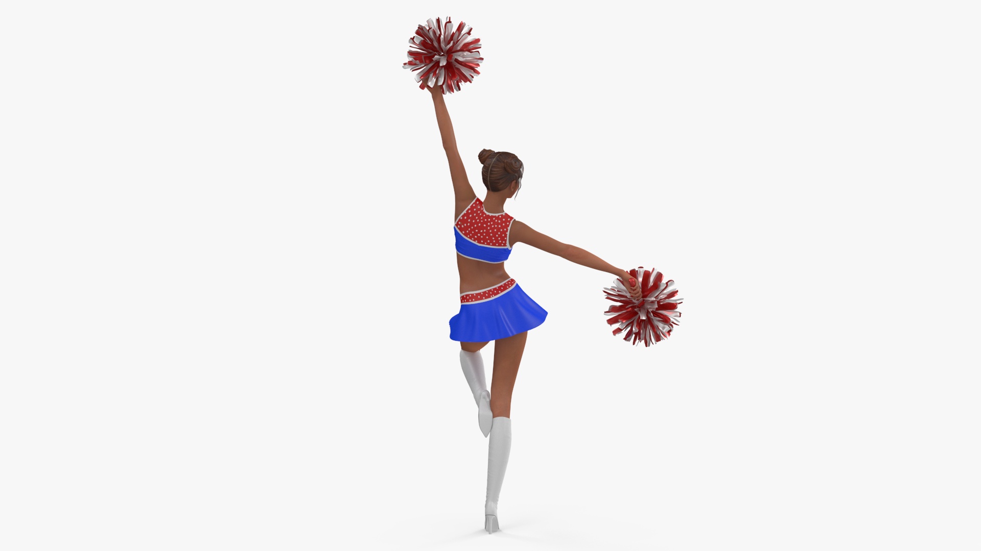 3D model European Woman Dancing with Pompoms