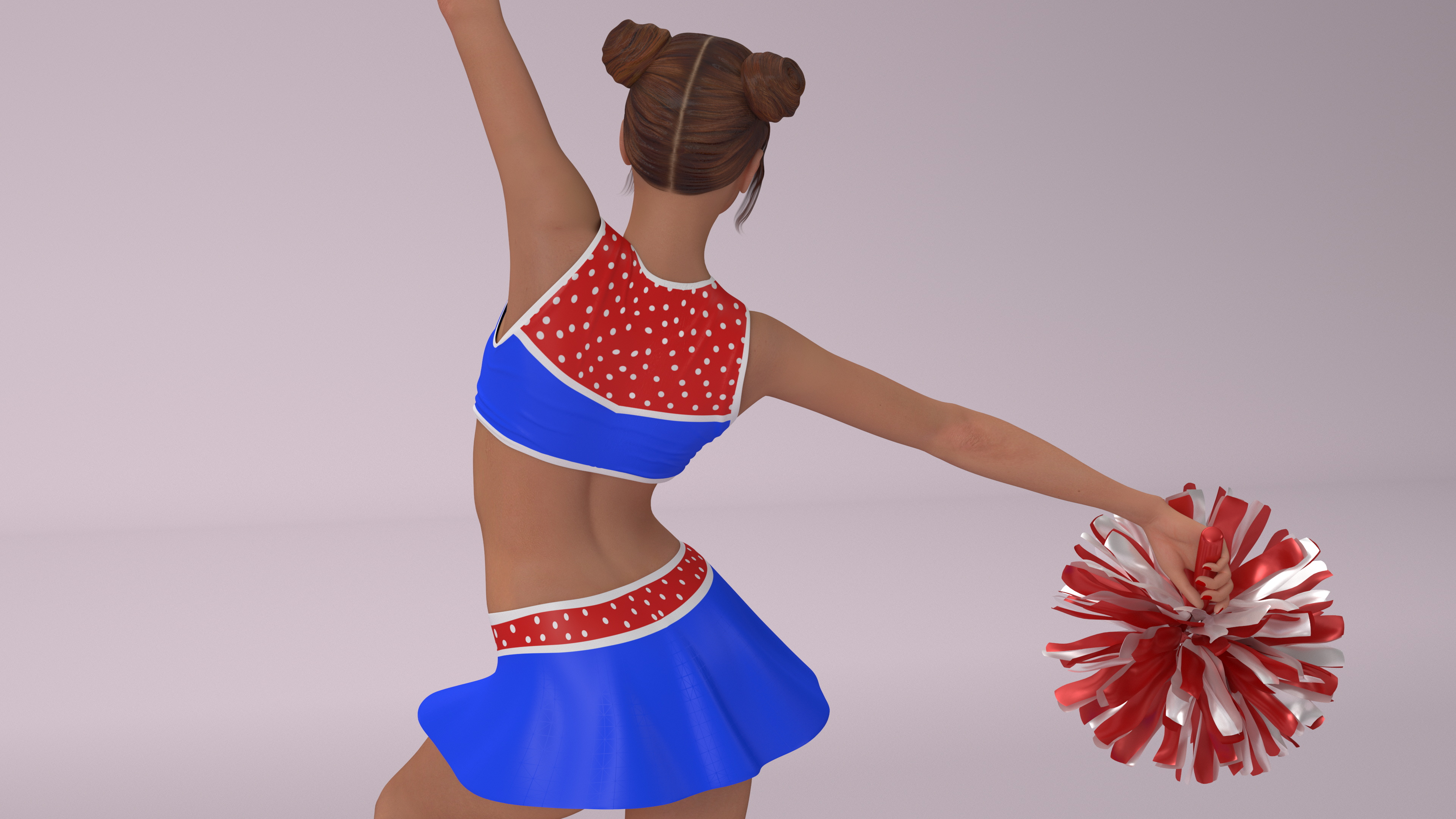 3D model European Woman Dancing with Pompoms