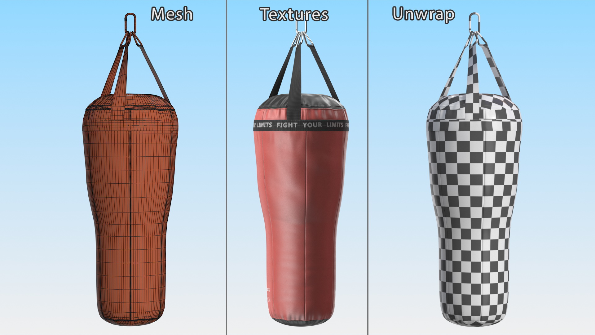 3D Boxing Angle Heavy Bag Brown model