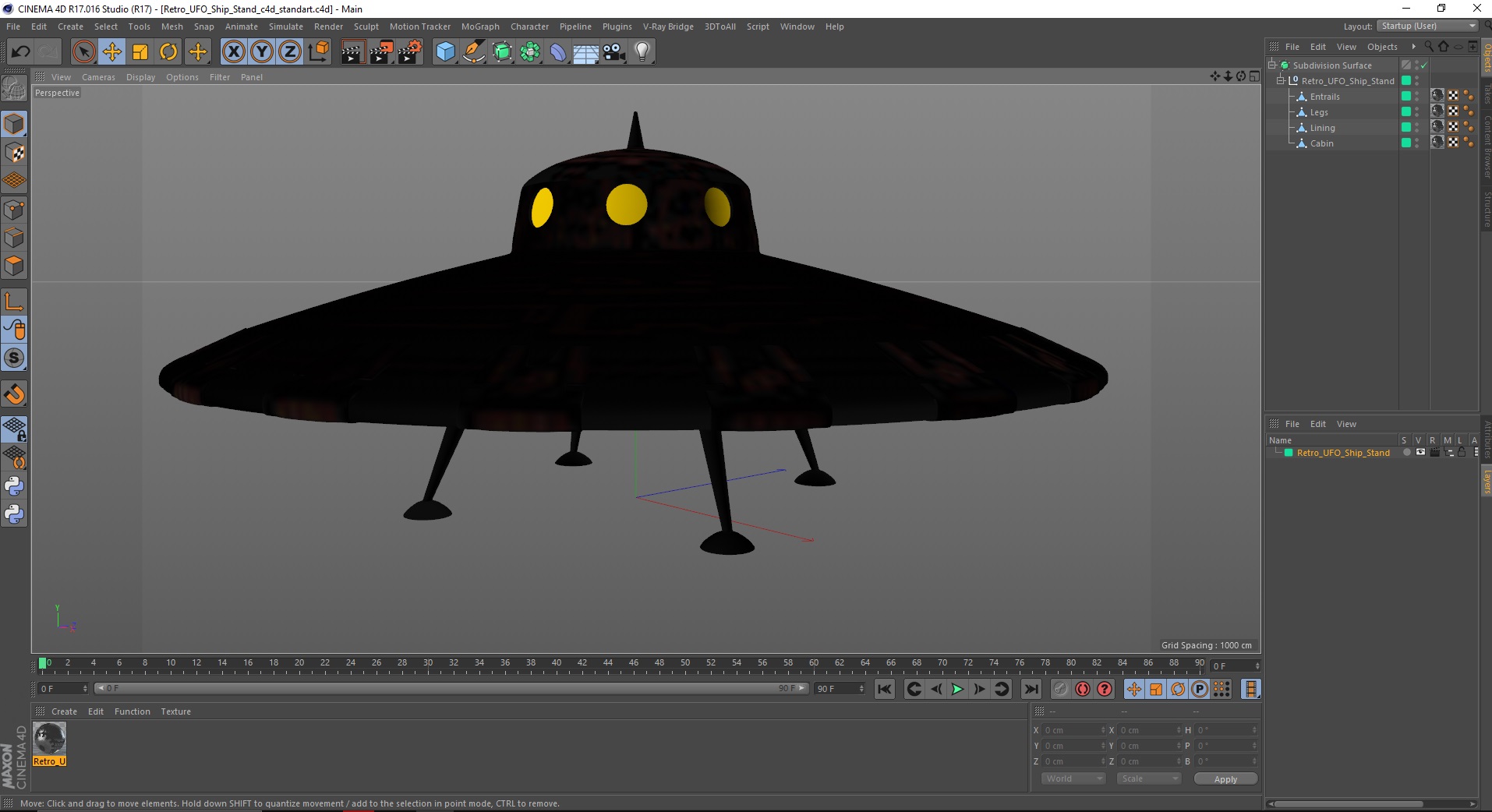 3D model Retro UFO Ship Stand