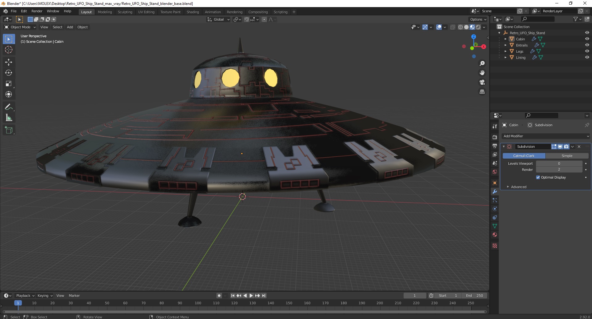 3D model Retro UFO Ship Stand