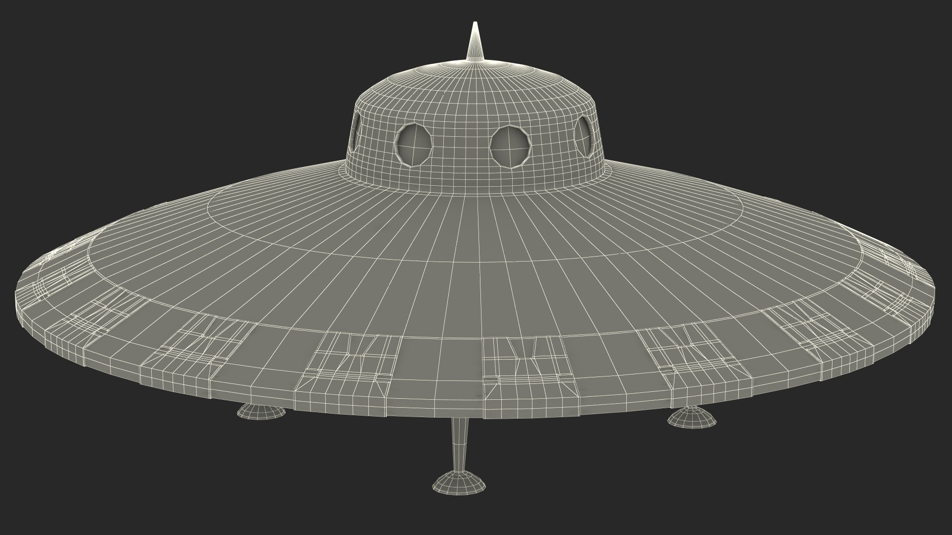 3D model Retro UFO Ship Stand