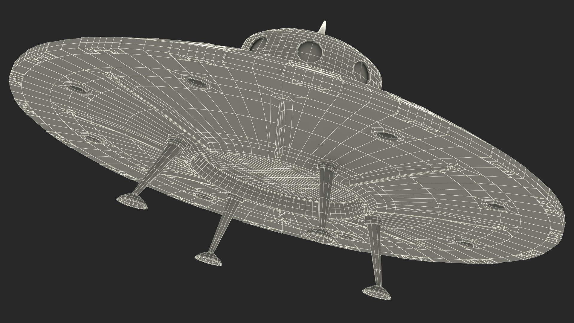 3D model Retro UFO Ship Stand