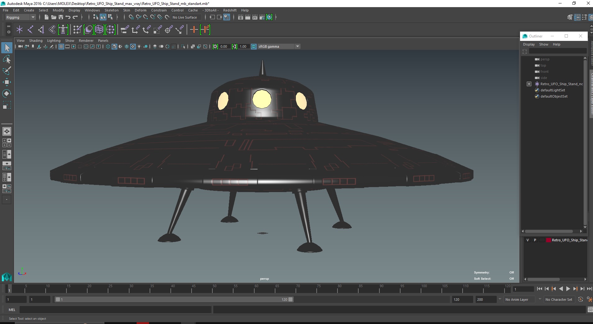 3D model Retro UFO Ship Stand