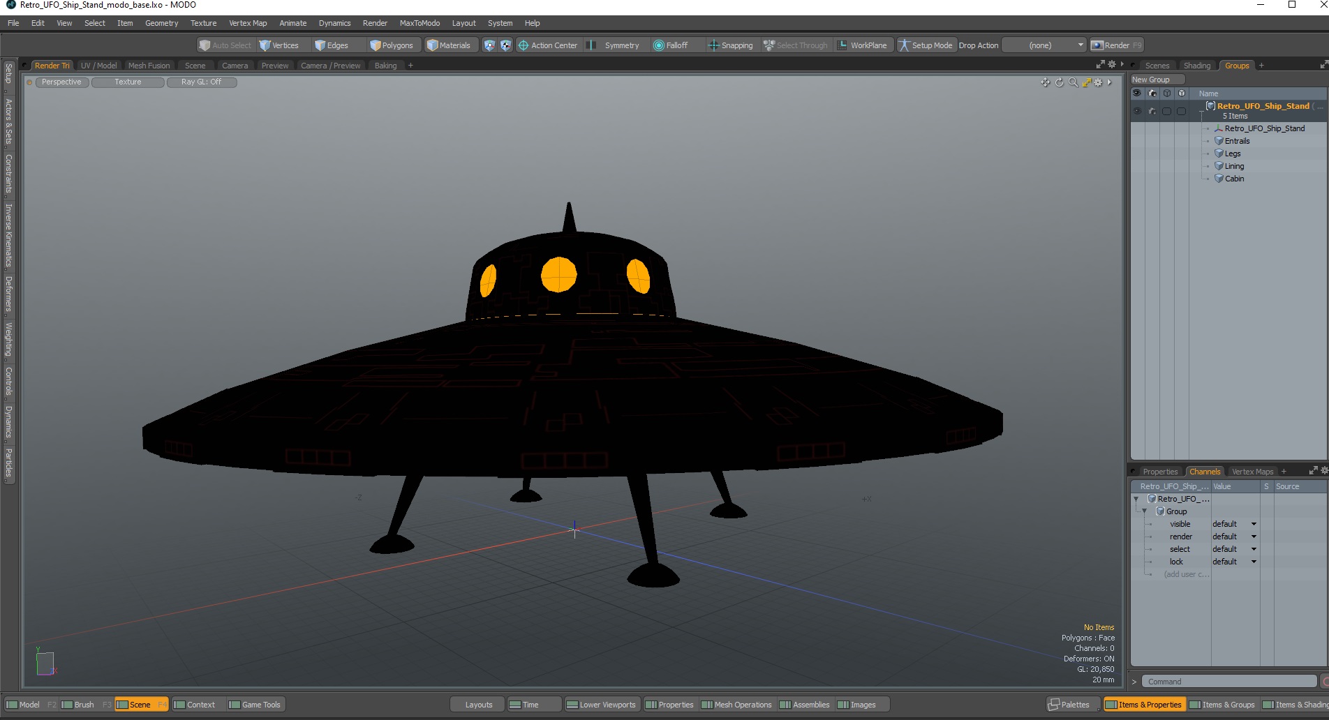 3D model Retro UFO Ship Stand