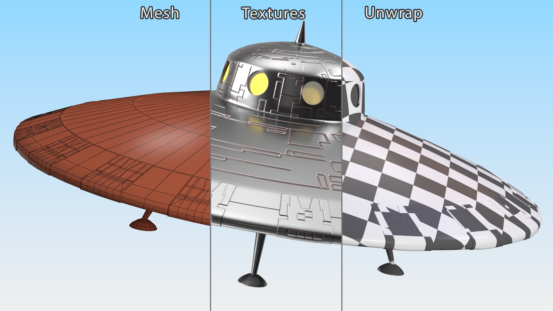 3D model Retro UFO Ship Stand
