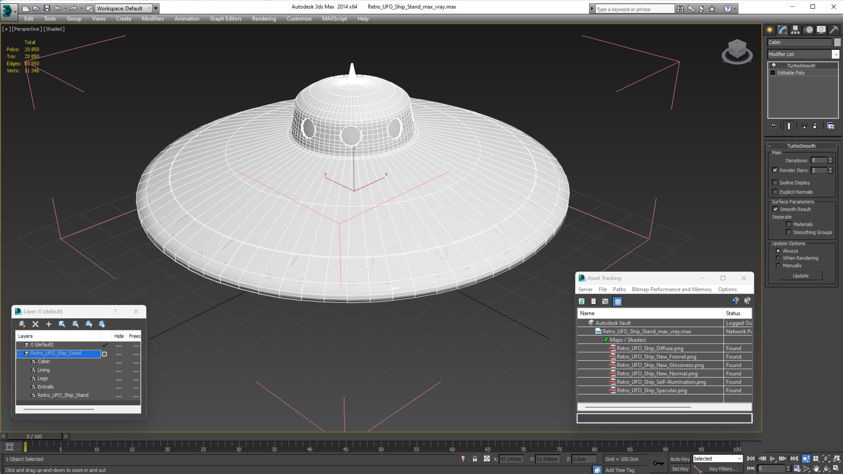 3D model Retro UFO Ship Stand