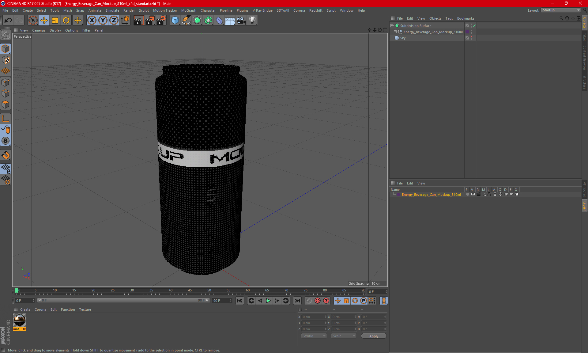 Energy Beverage Can Mockup 310ml 3D