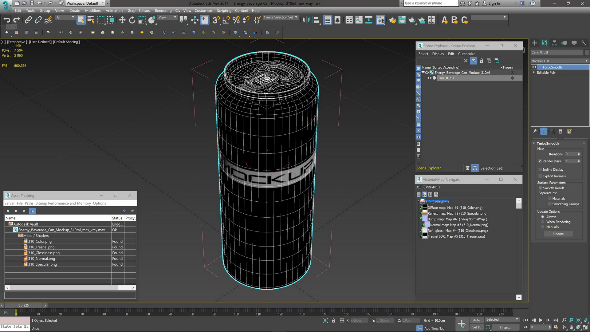Energy Beverage Can Mockup 310ml 3D