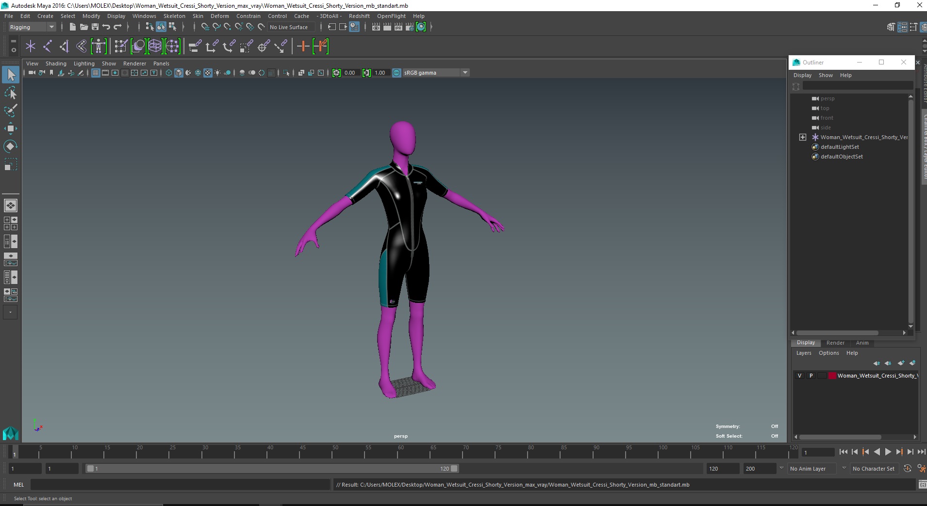 3D model Woman Wetsuit Cressi Shorty Version