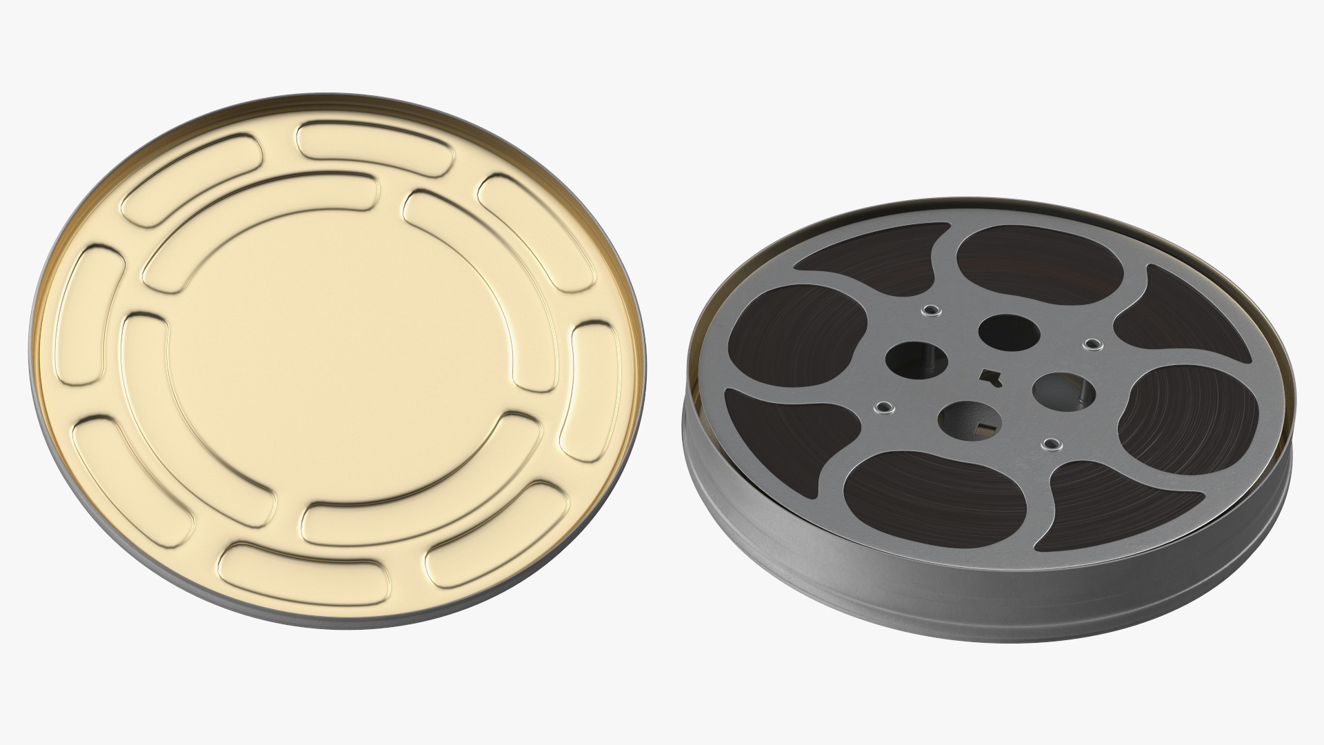 Vintage Metal Movie Reel and Case Tin 3D
