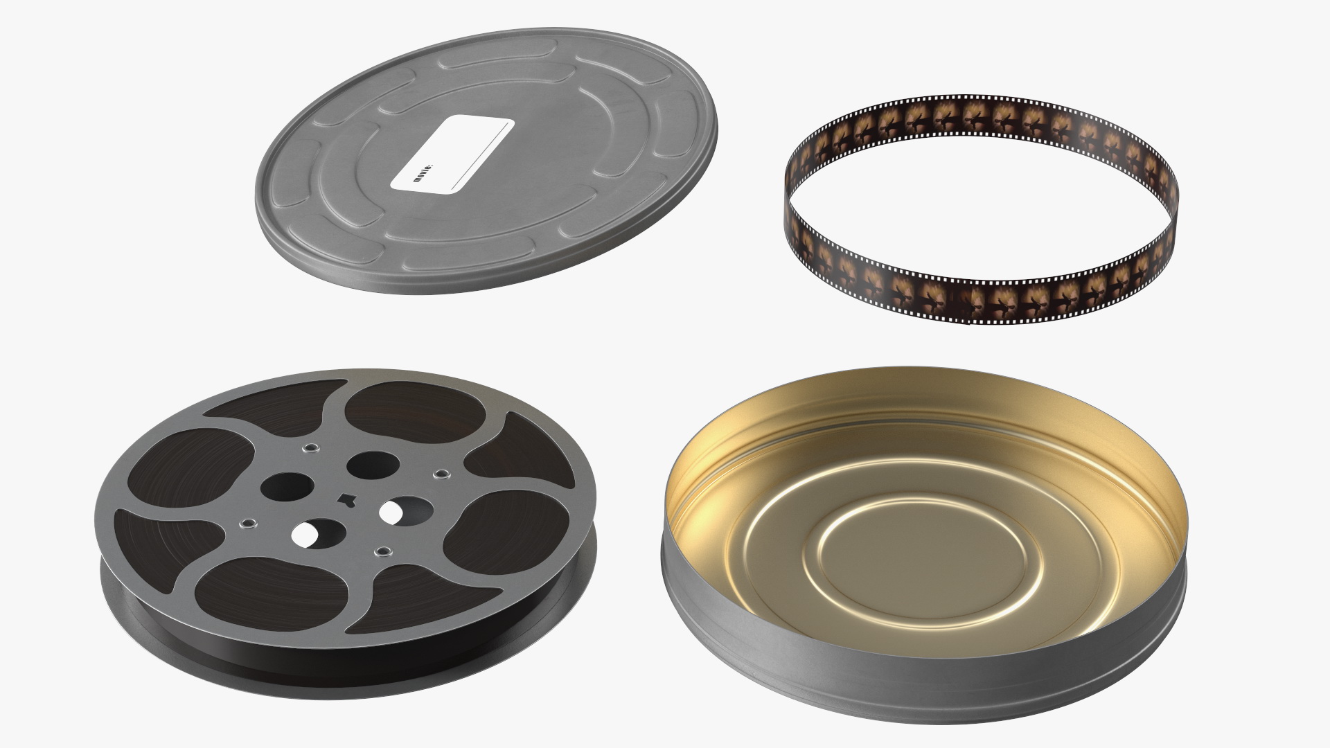Vintage Metal Movie Reel and Case Tin 3D