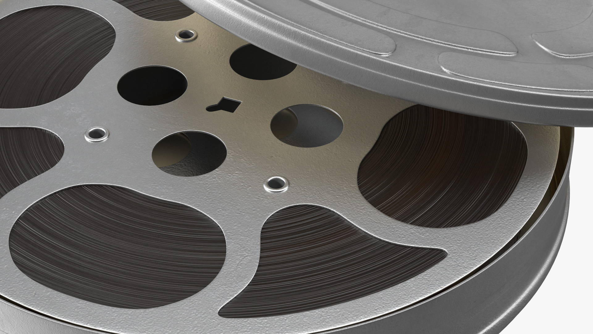 Vintage Metal Movie Reel and Case Tin 3D