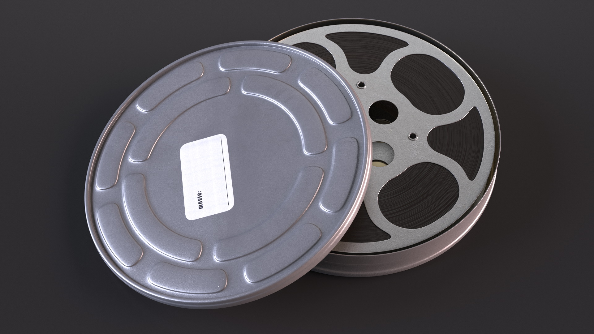 Vintage Metal Movie Reel and Case Tin 3D