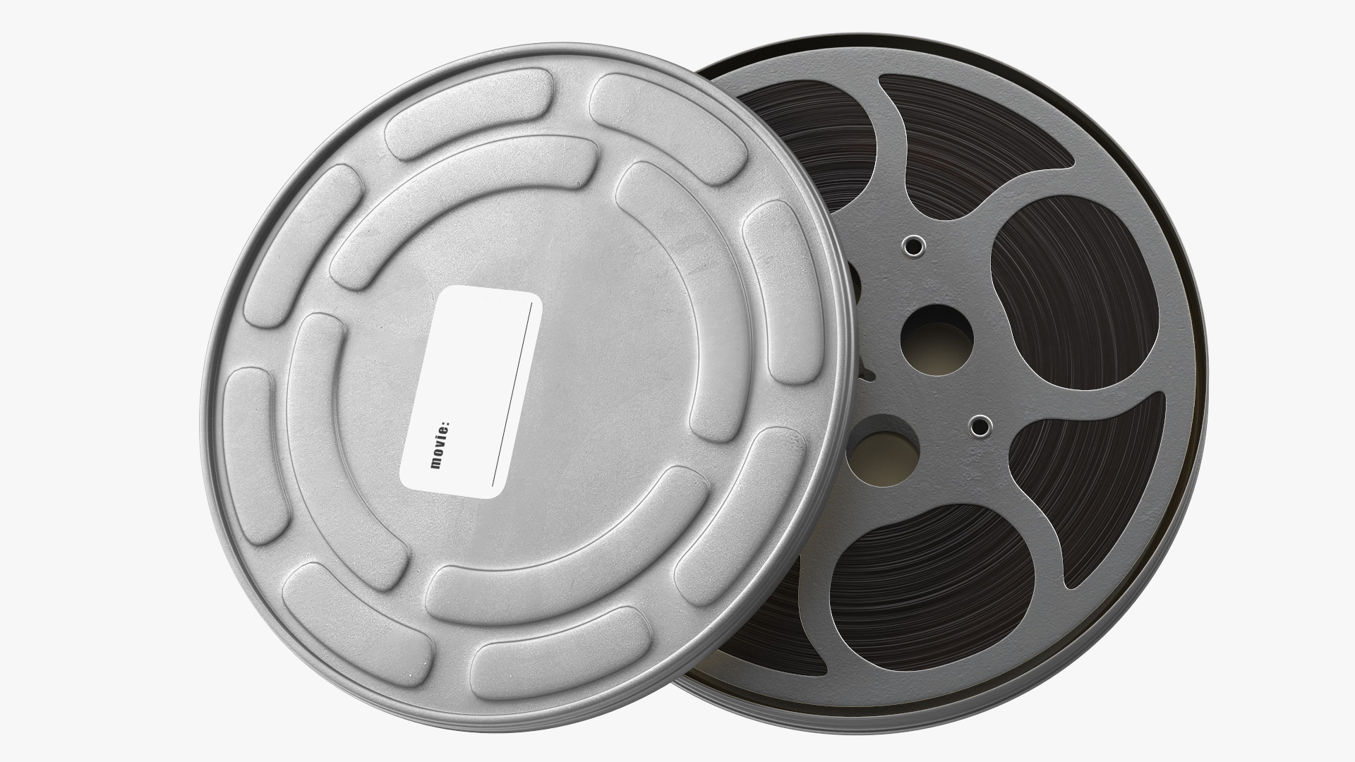 Vintage Metal Movie Reel and Case Tin 3D