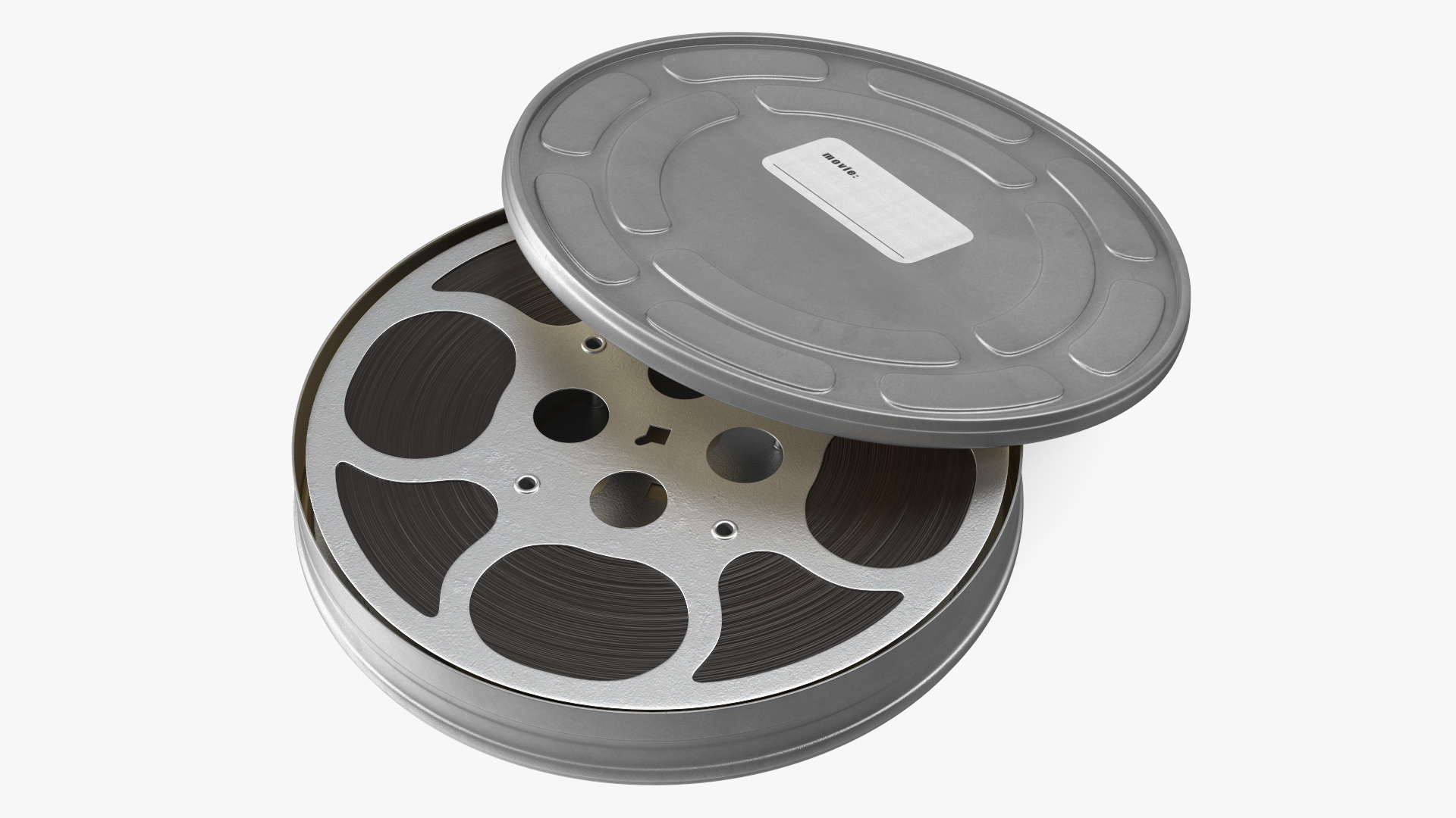Vintage Metal Movie Reel and Case Tin 3D