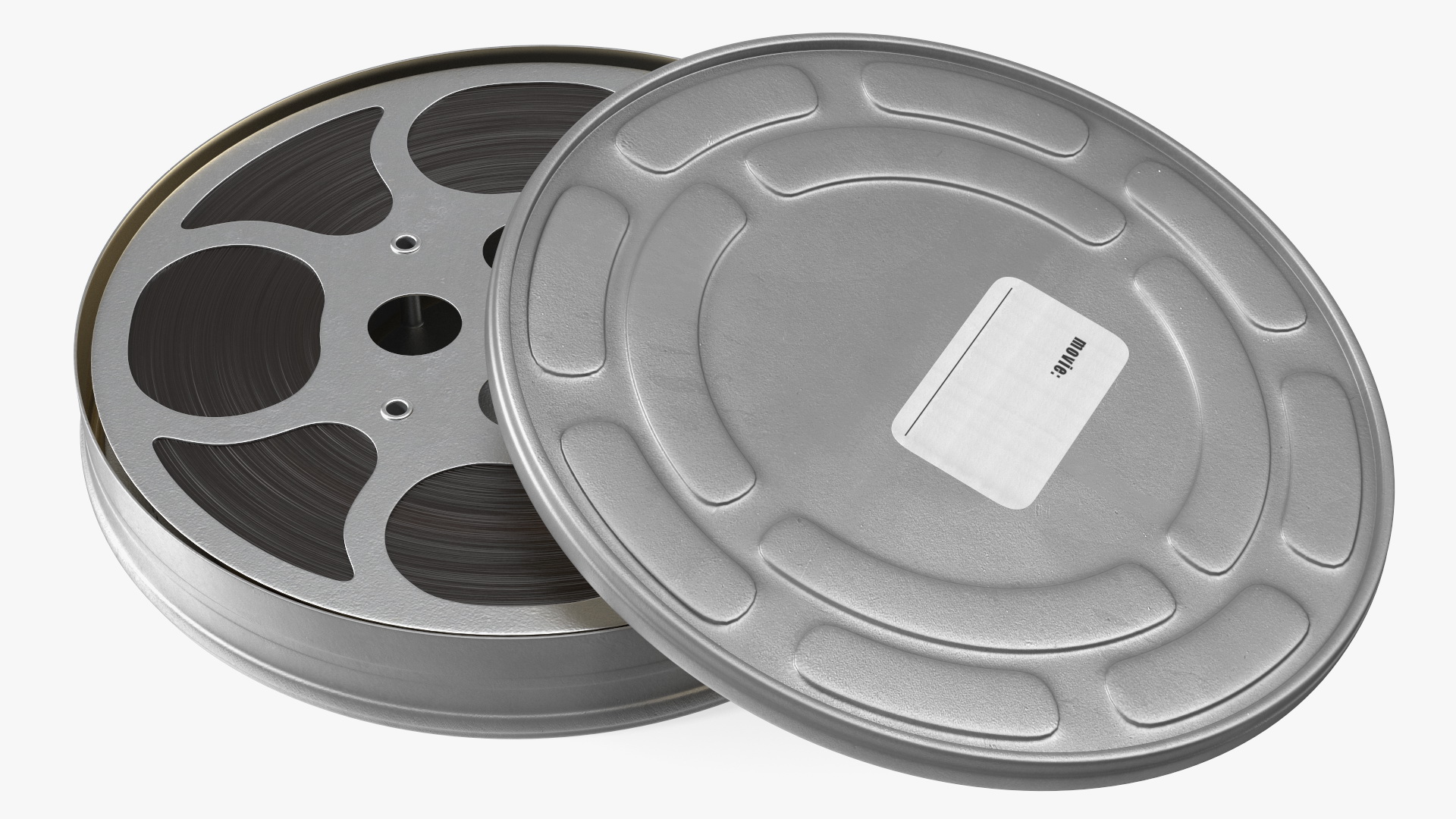Vintage Metal Movie Reel and Case Tin 3D