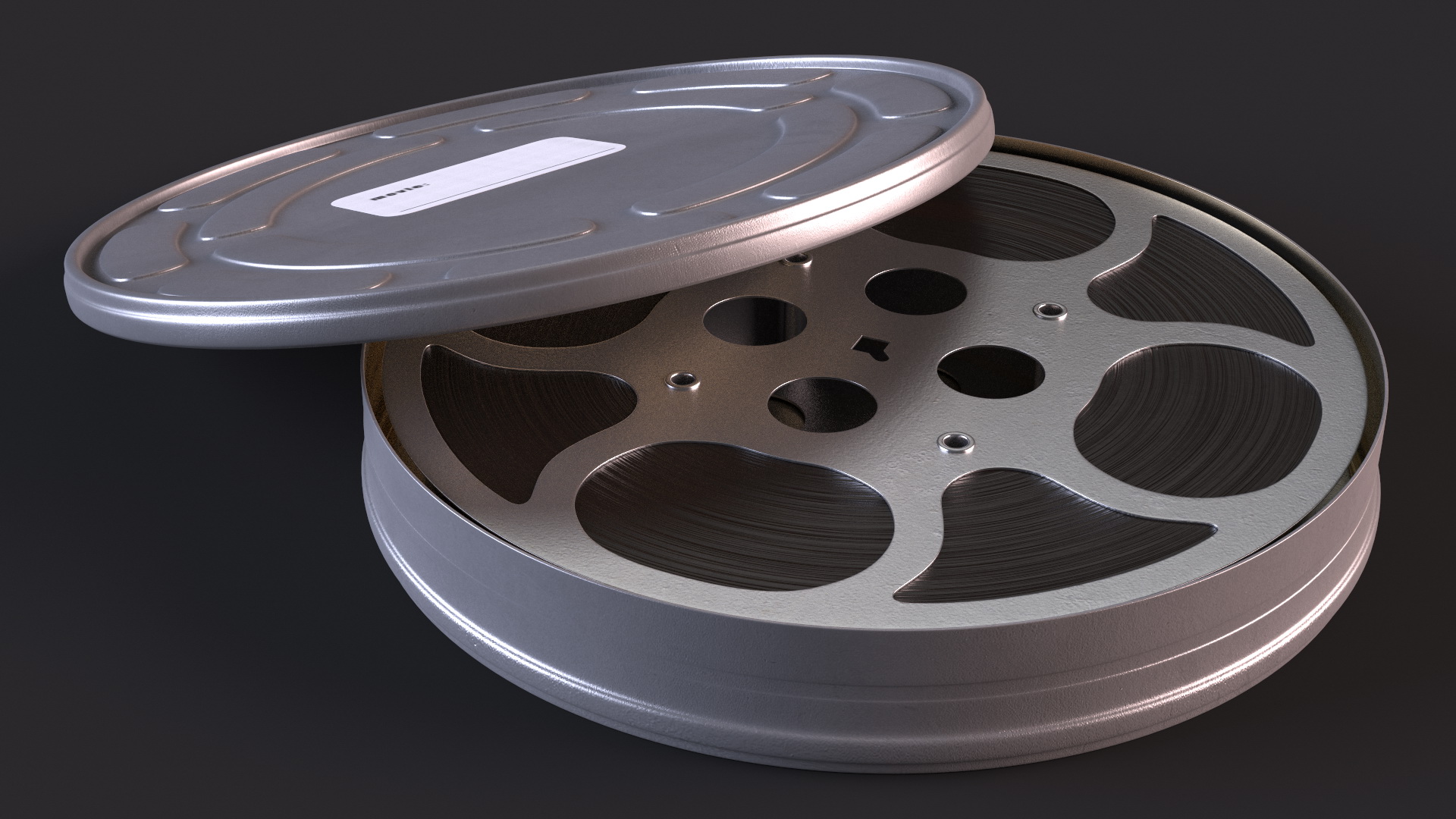 Vintage Metal Movie Reel and Case Tin 3D