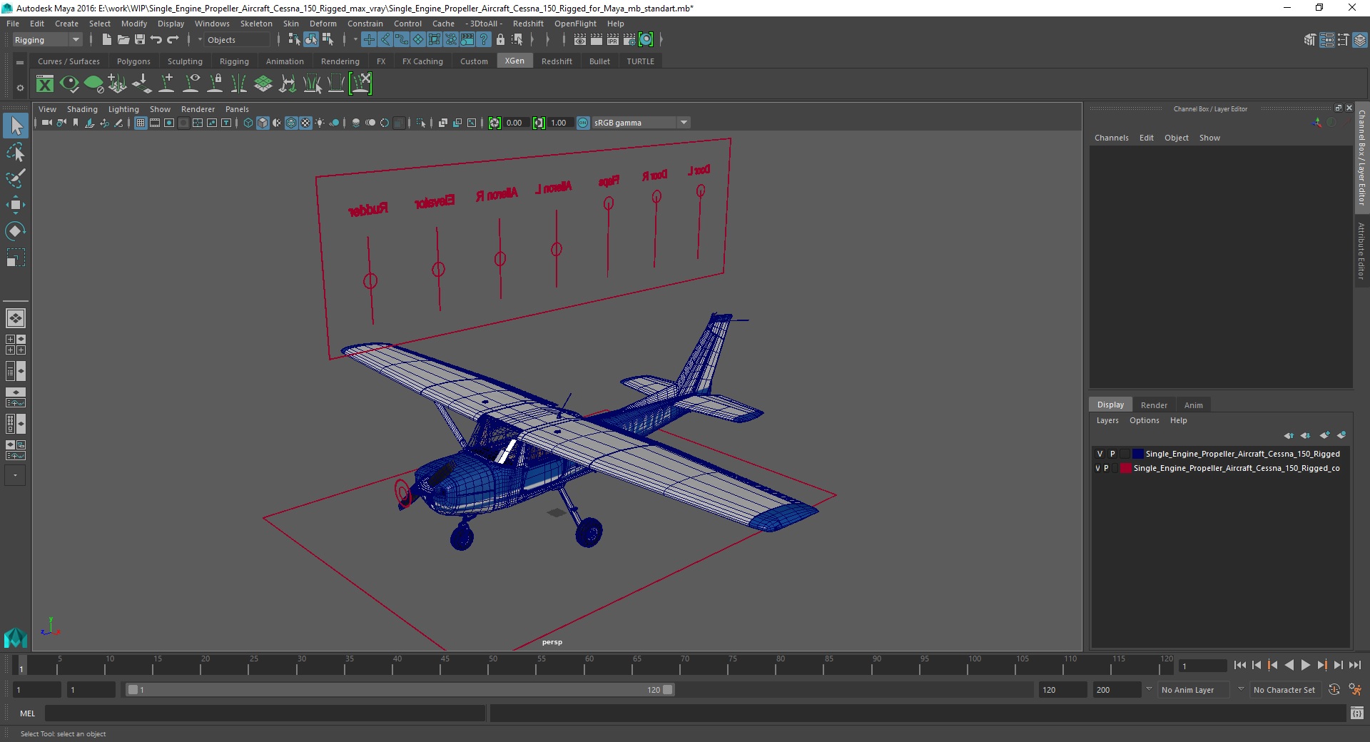 Single Engine Propeller Aircraft Cessna 150 Rigged for Maya 3D model