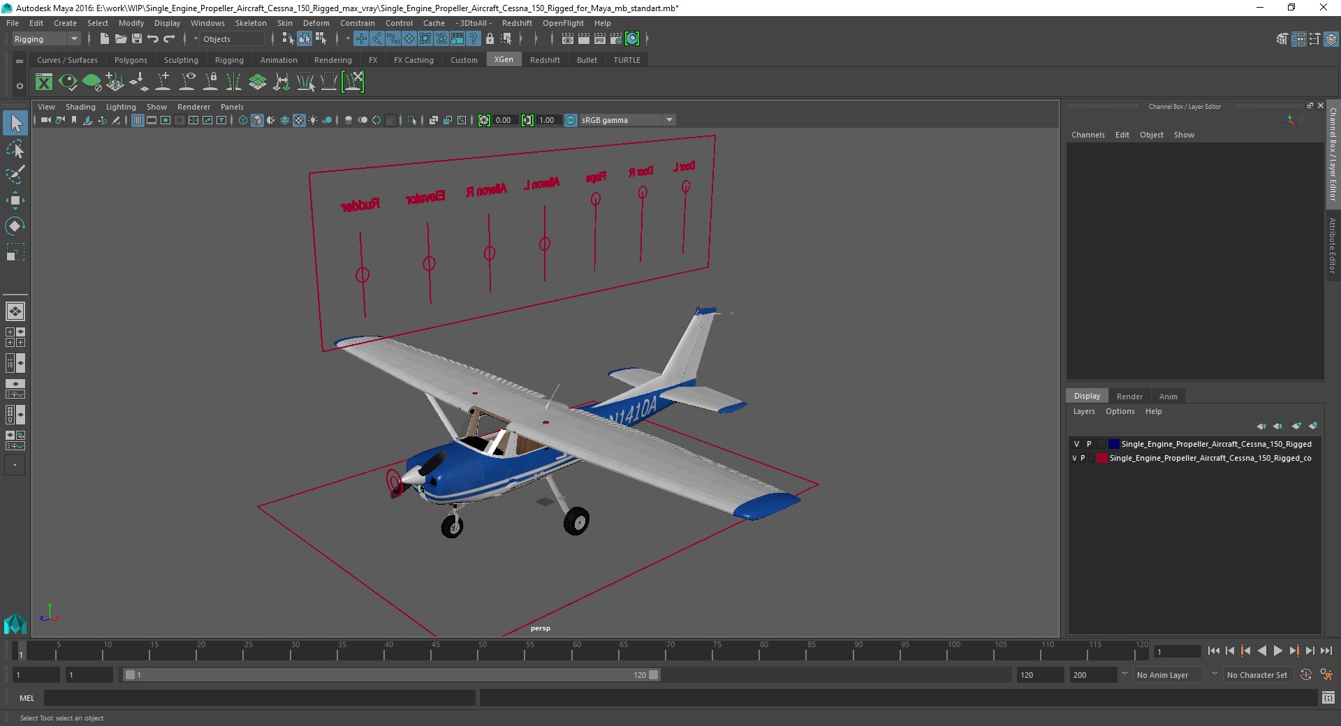 Single Engine Propeller Aircraft Cessna 150 Rigged for Maya 3D model