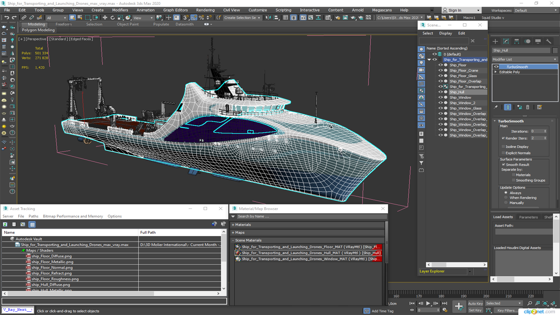 Ship for Transporting and Launching Drones 3D