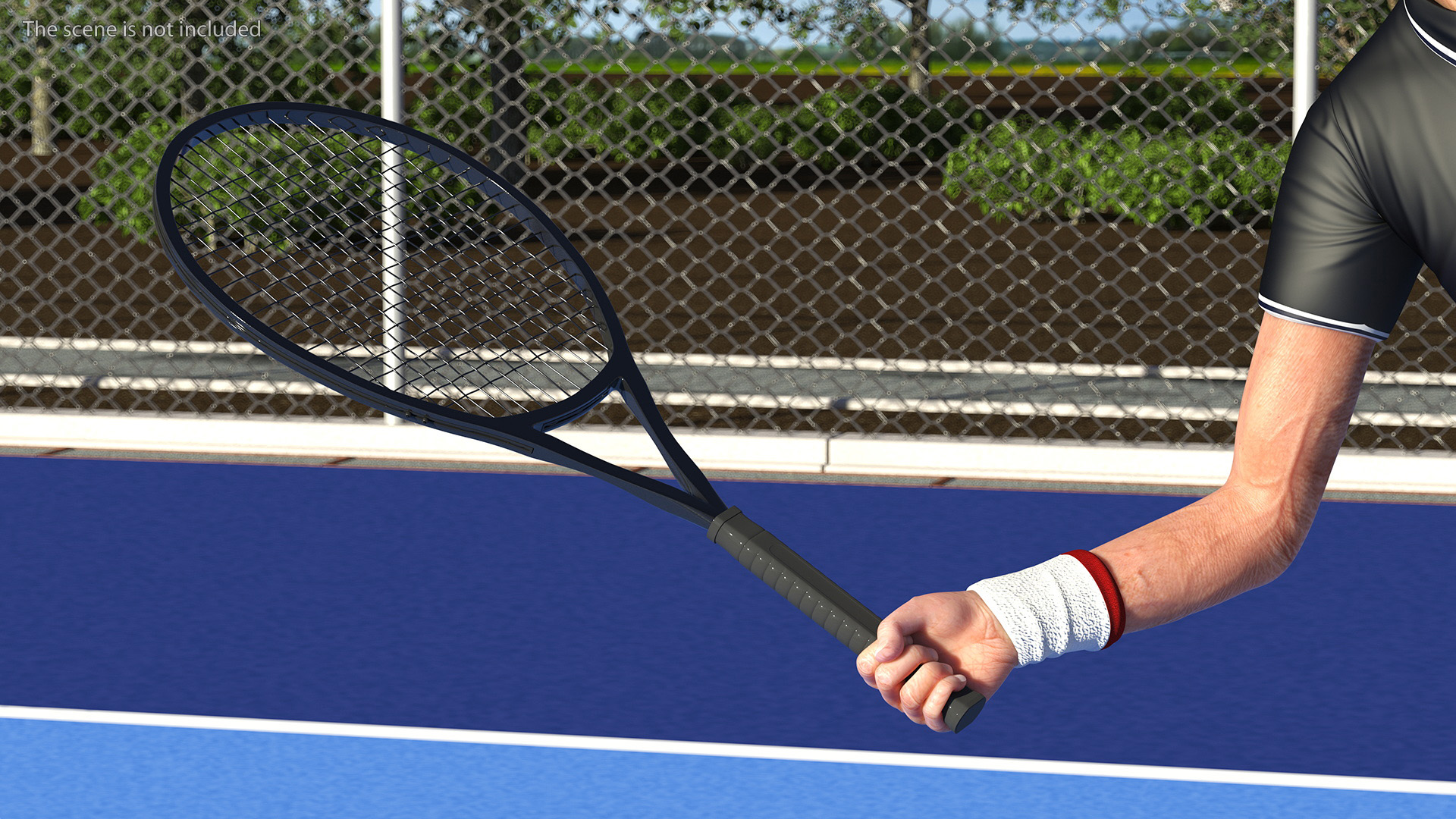 Black Tennis Racket 3D model