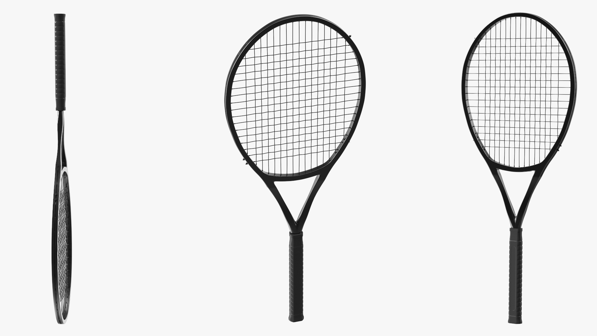 Black Tennis Racket 3D model