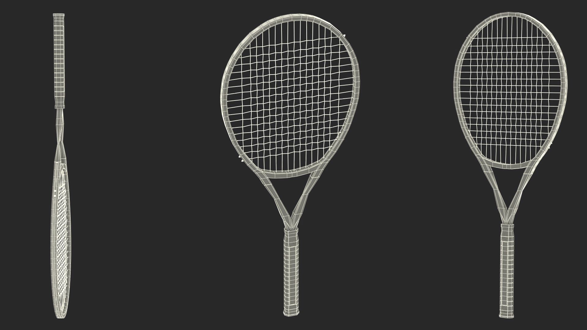 Black Tennis Racket 3D model