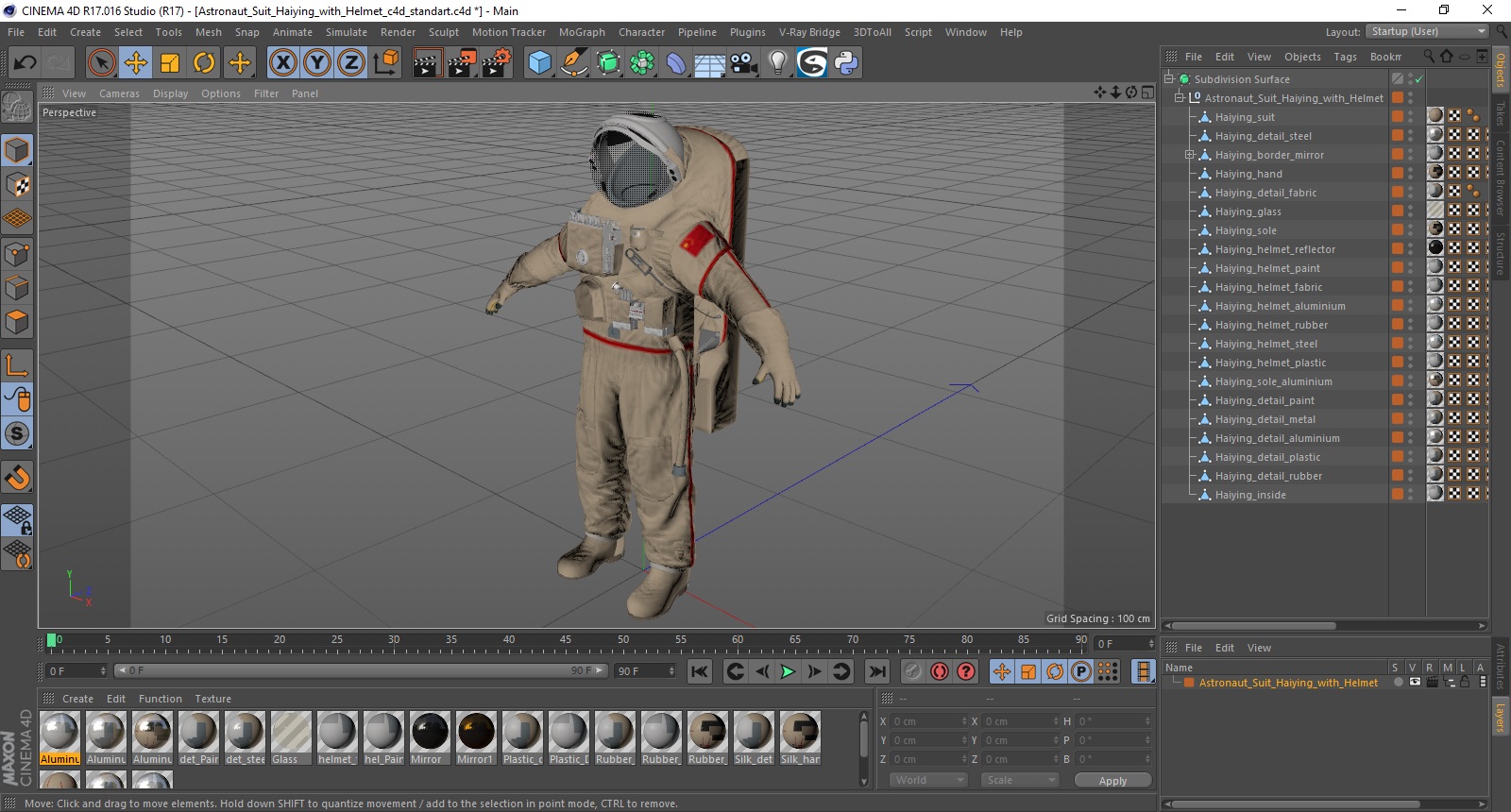 Astronaut Suit Haiying with Helmet 3D model