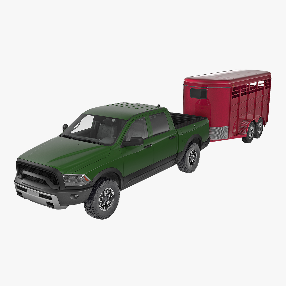 Pickup Truck with Horse Trailer 3D Model
