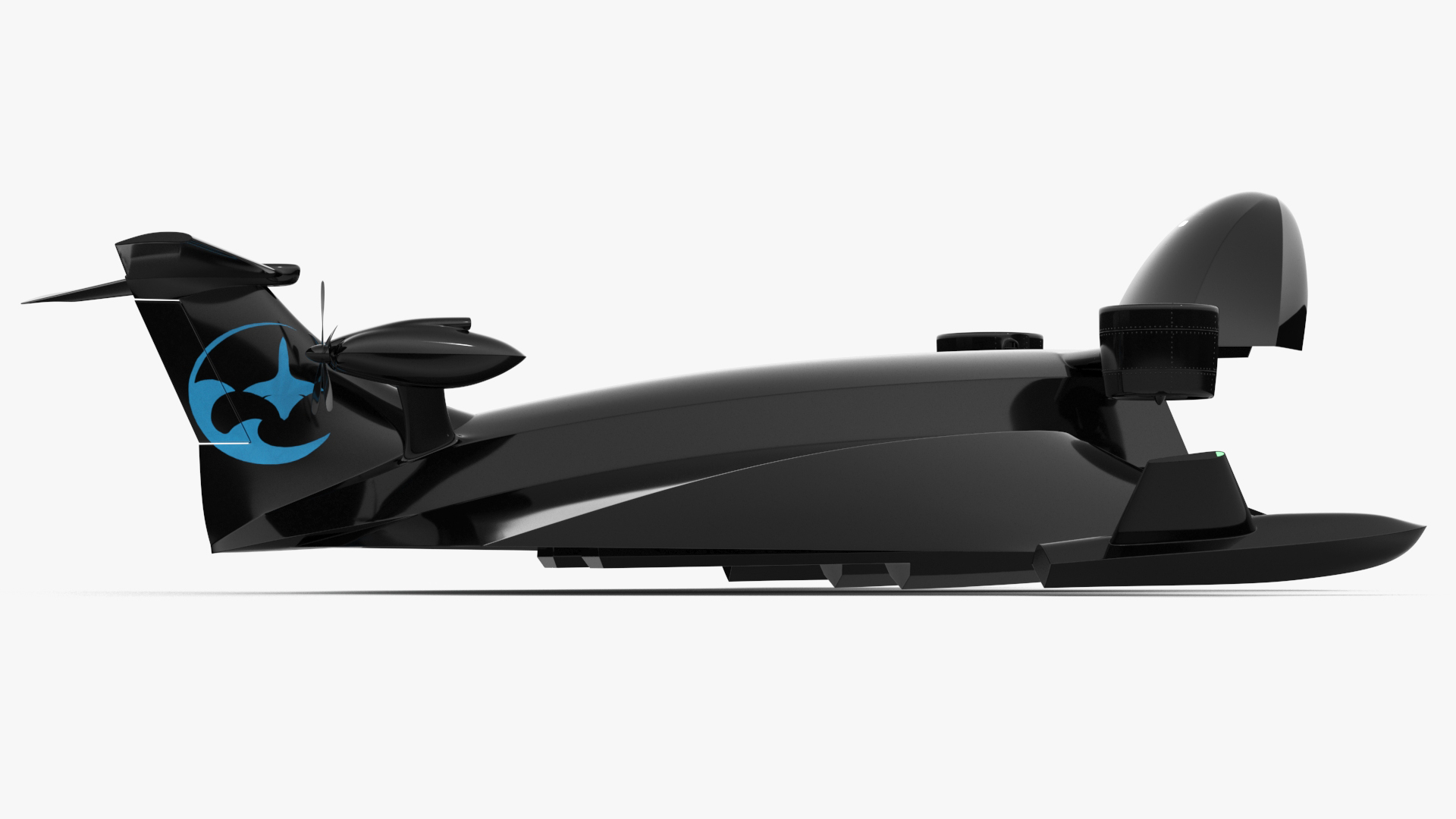 3D Flying Ship Concept Black Color Rigged model