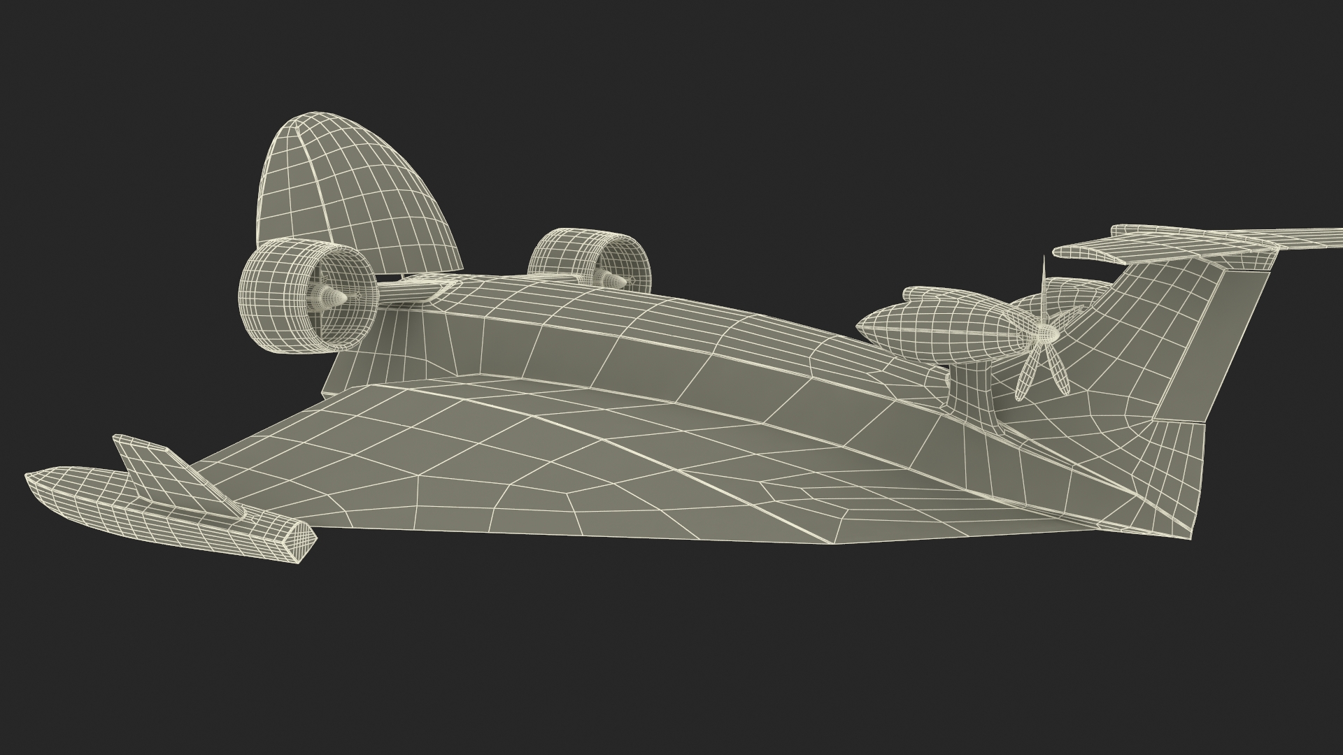 3D Flying Ship Concept Black Color Rigged model