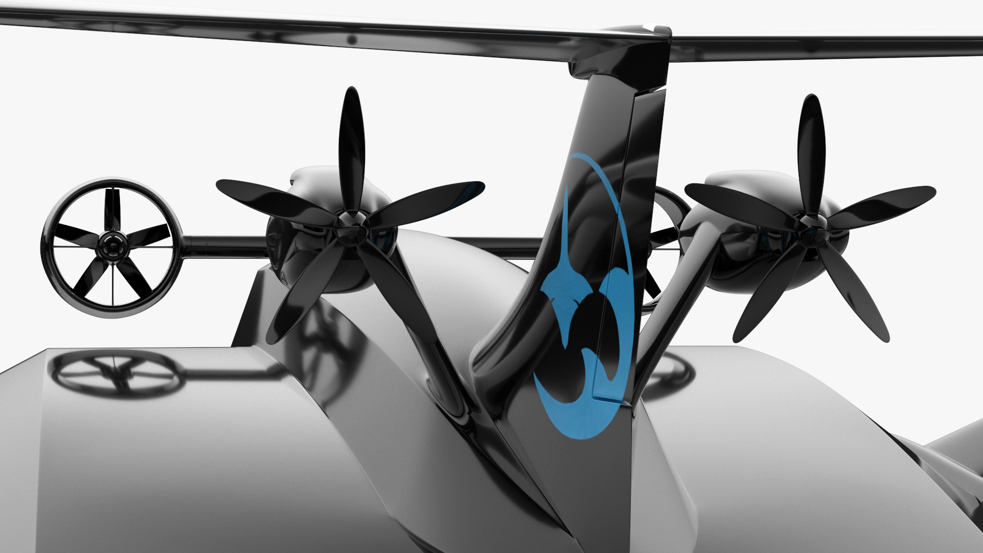 3D Flying Ship Concept Black Color Rigged model