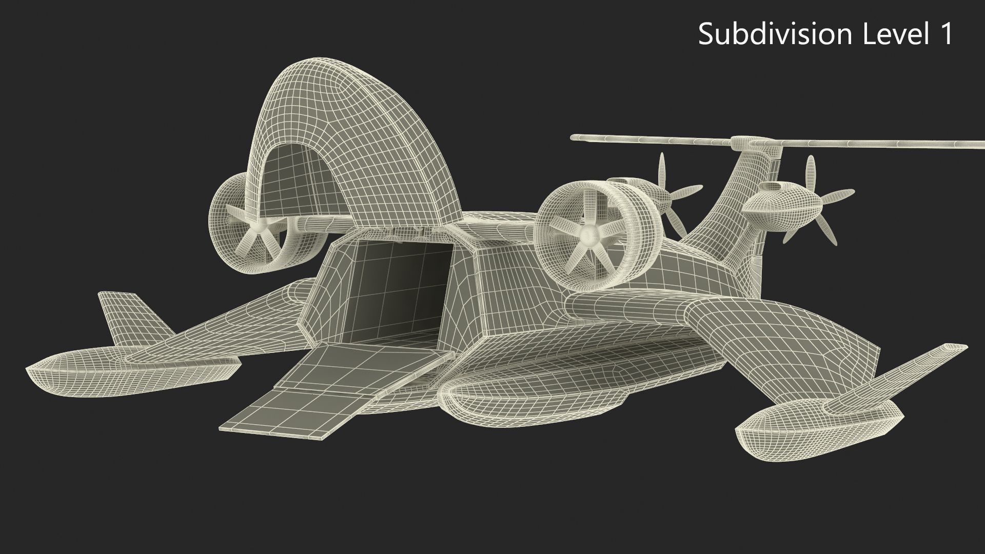 3D Flying Ship Concept Black Color Rigged model