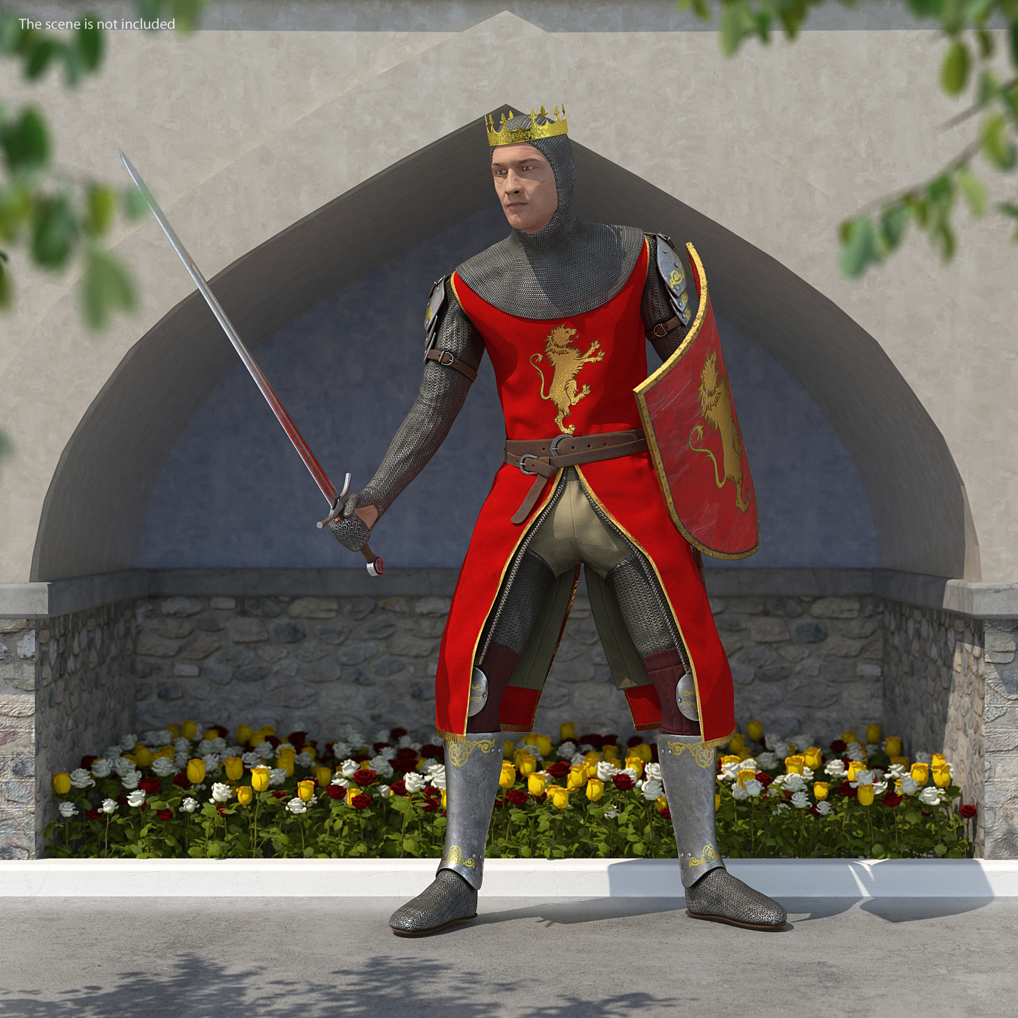 Crusader Knight King Rigged 3D