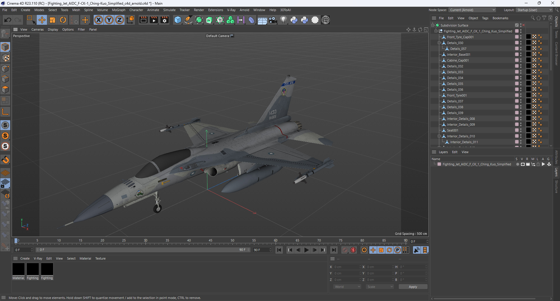 3D model Fighting Jet AIDC F-CK-1 Ching-Kuo Simplified