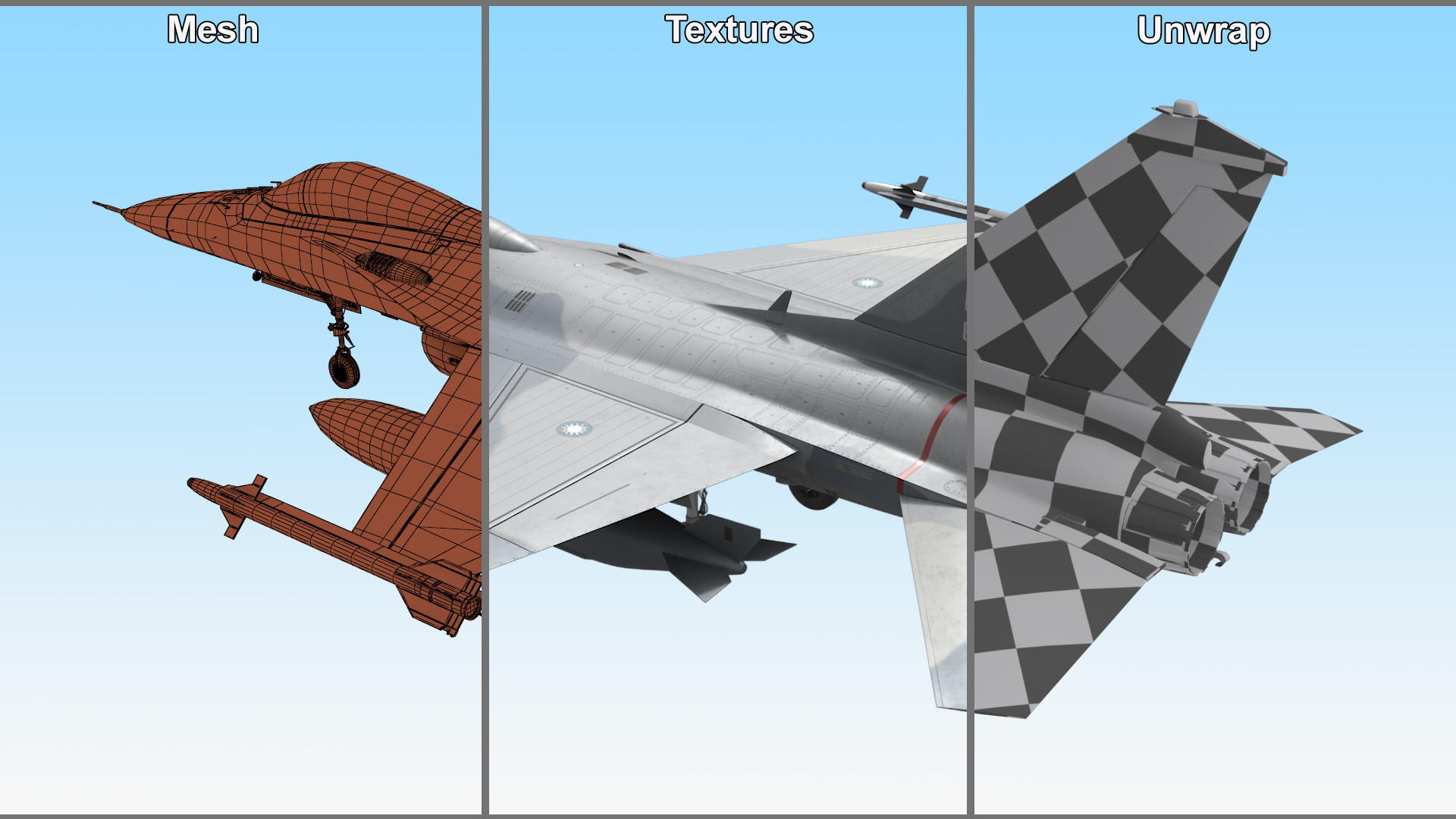3D model Fighting Jet AIDC F-CK-1 Ching-Kuo Simplified