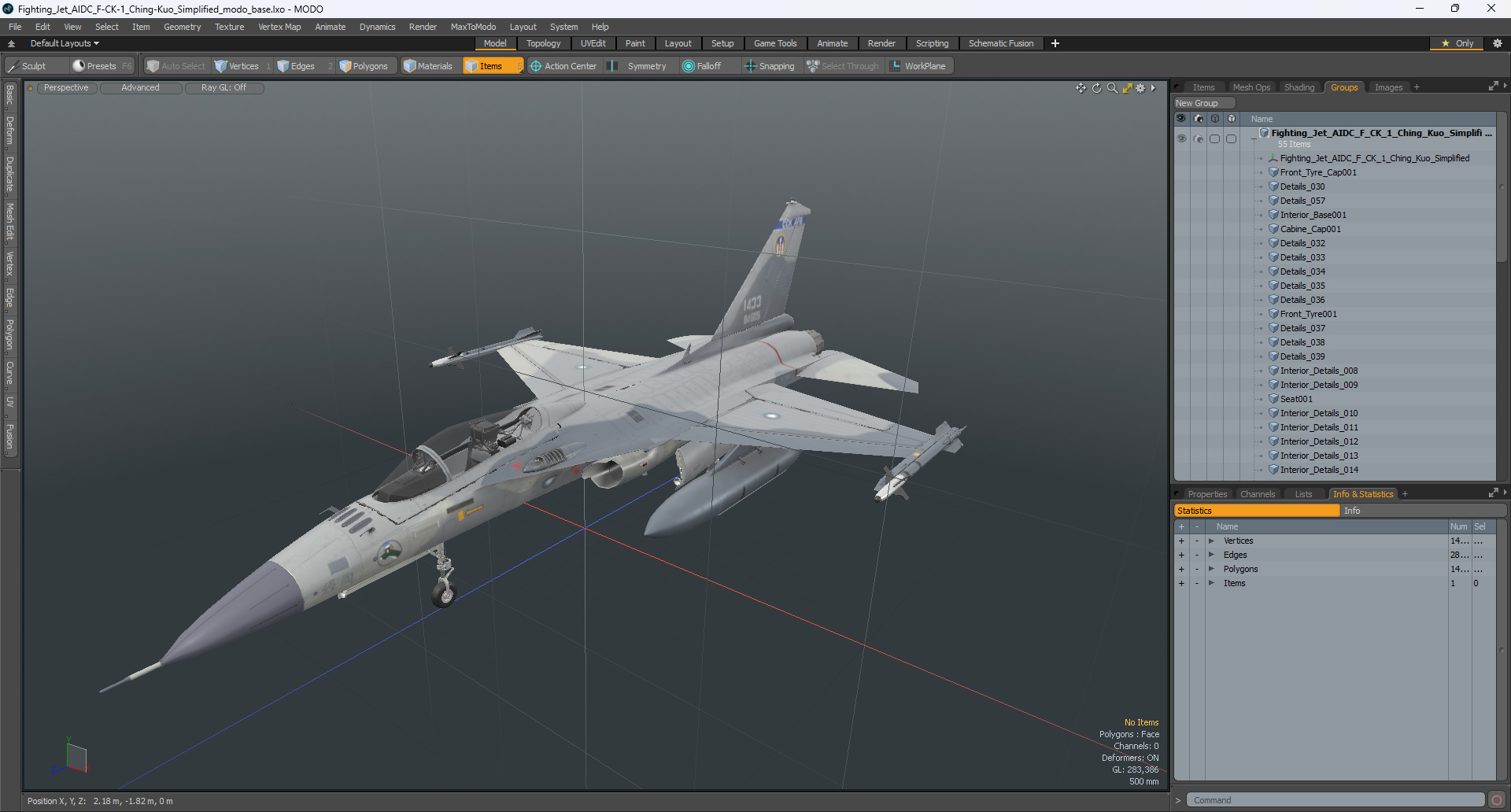 3D model Fighting Jet AIDC F-CK-1 Ching-Kuo Simplified