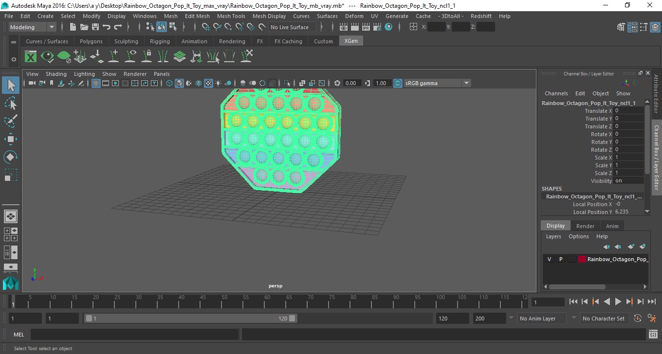 3D Rainbow Octagon Pop It Toy