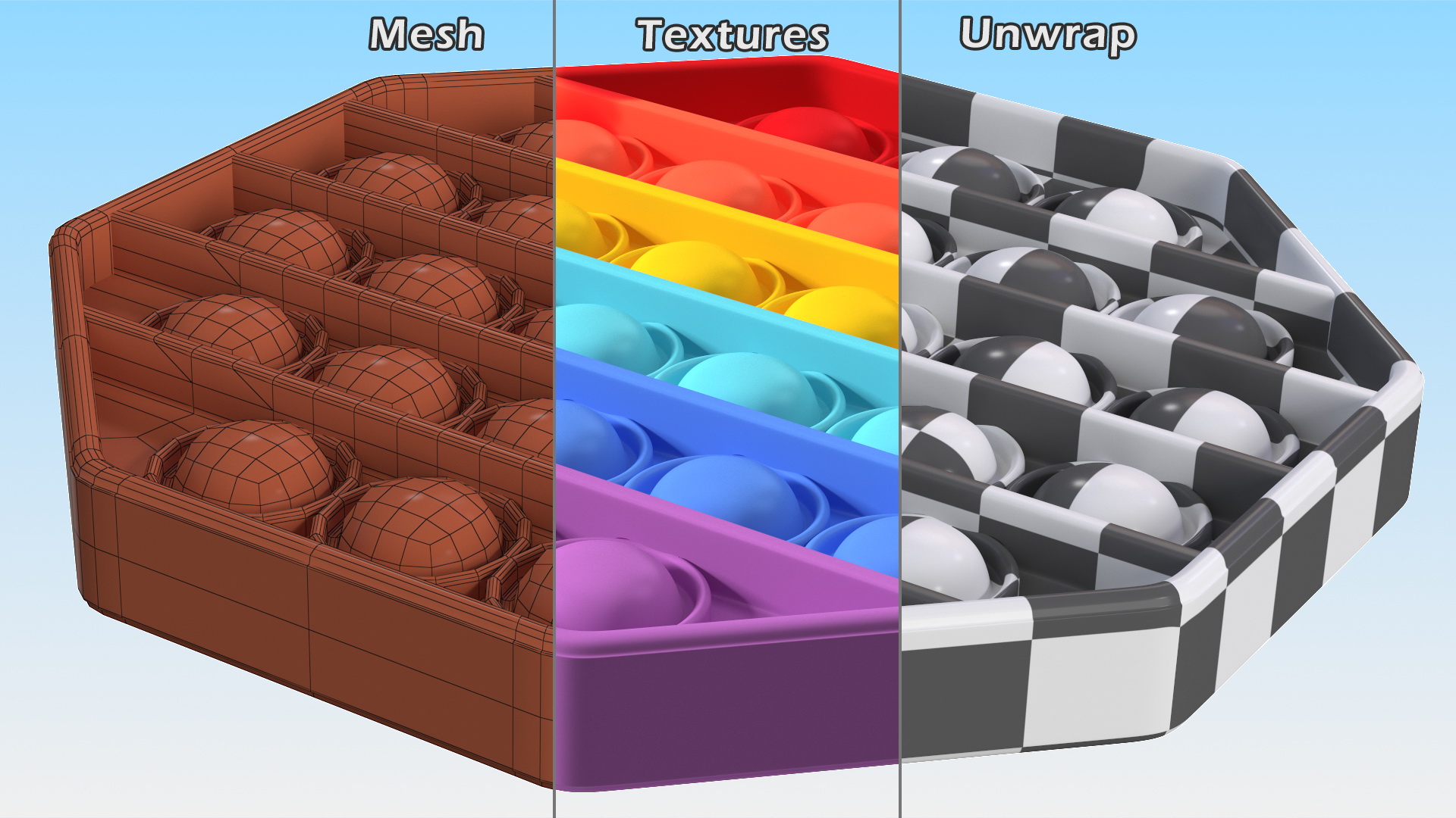 3D Rainbow Octagon Pop It Toy