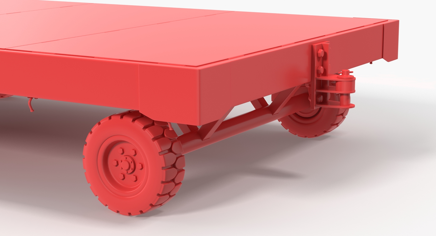3D model Airport Baggage Trailer with Container Rigged