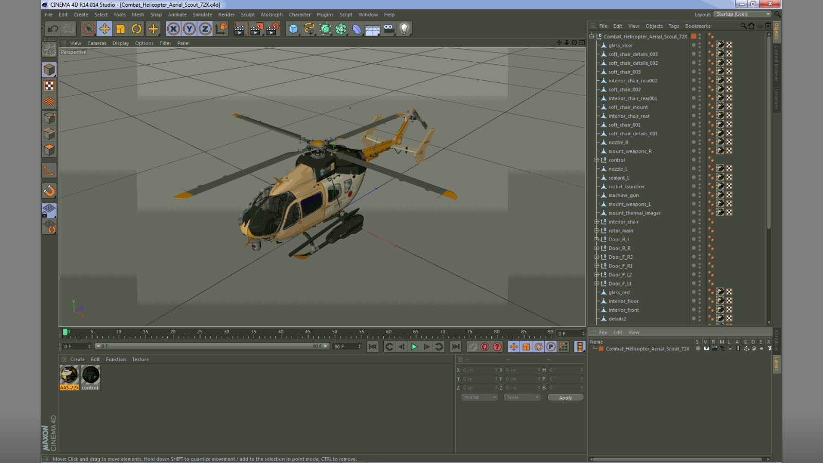 Combat Helicopter Aerial Scout 72X 3D model