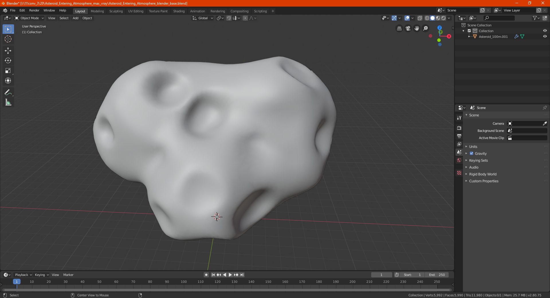 3D Asteroid Entering Atmosphere model