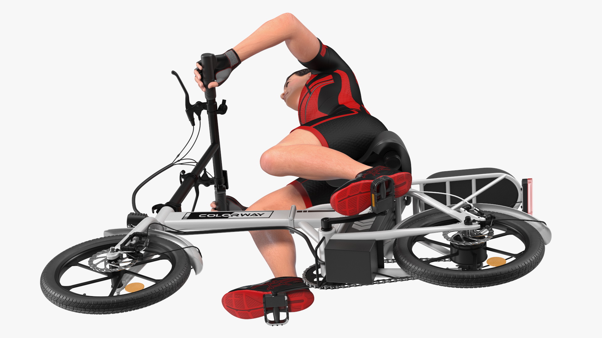Cyclist on White Electric Colorway Bike 3D model