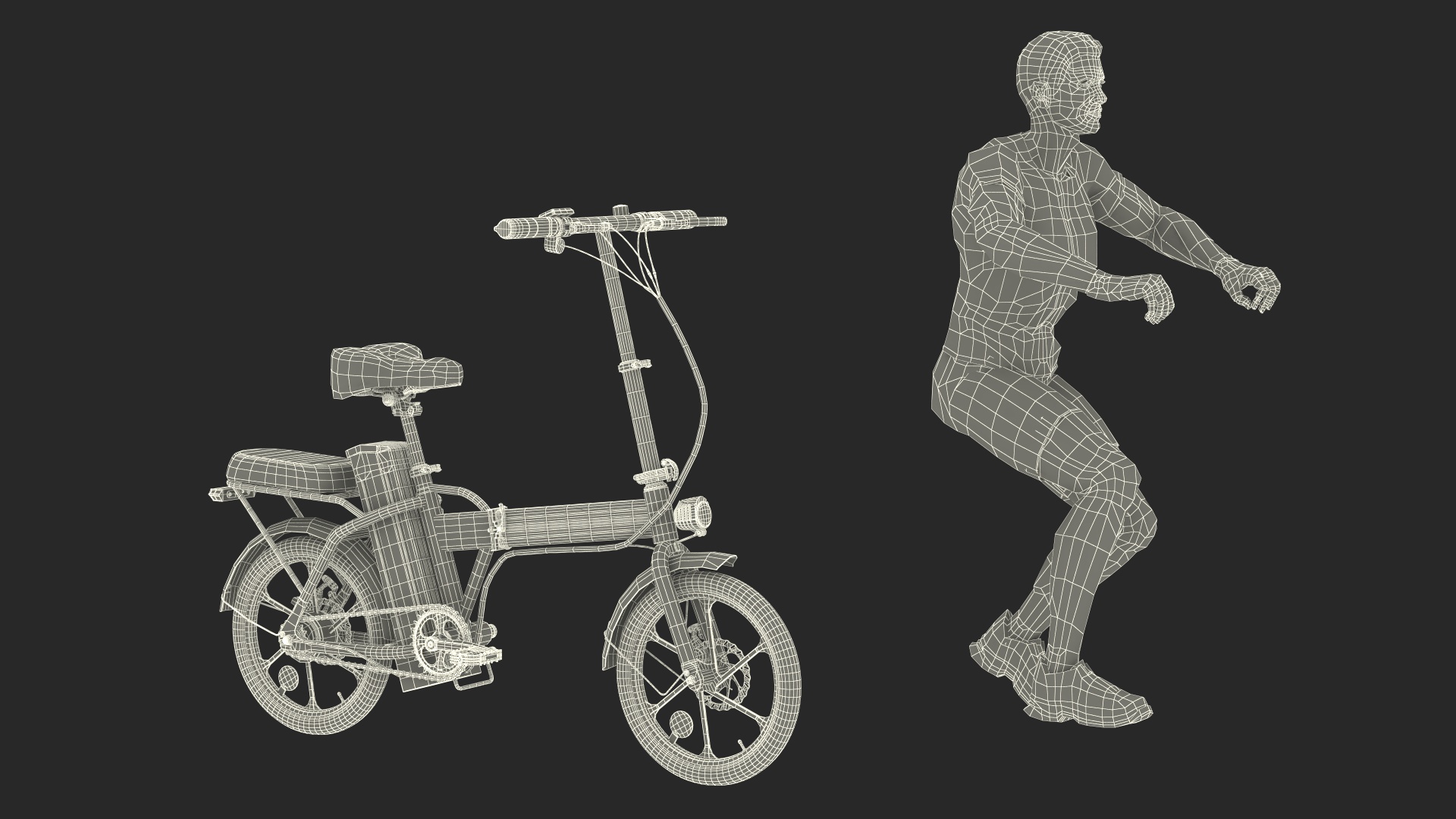 Cyclist on White Electric Colorway Bike 3D model