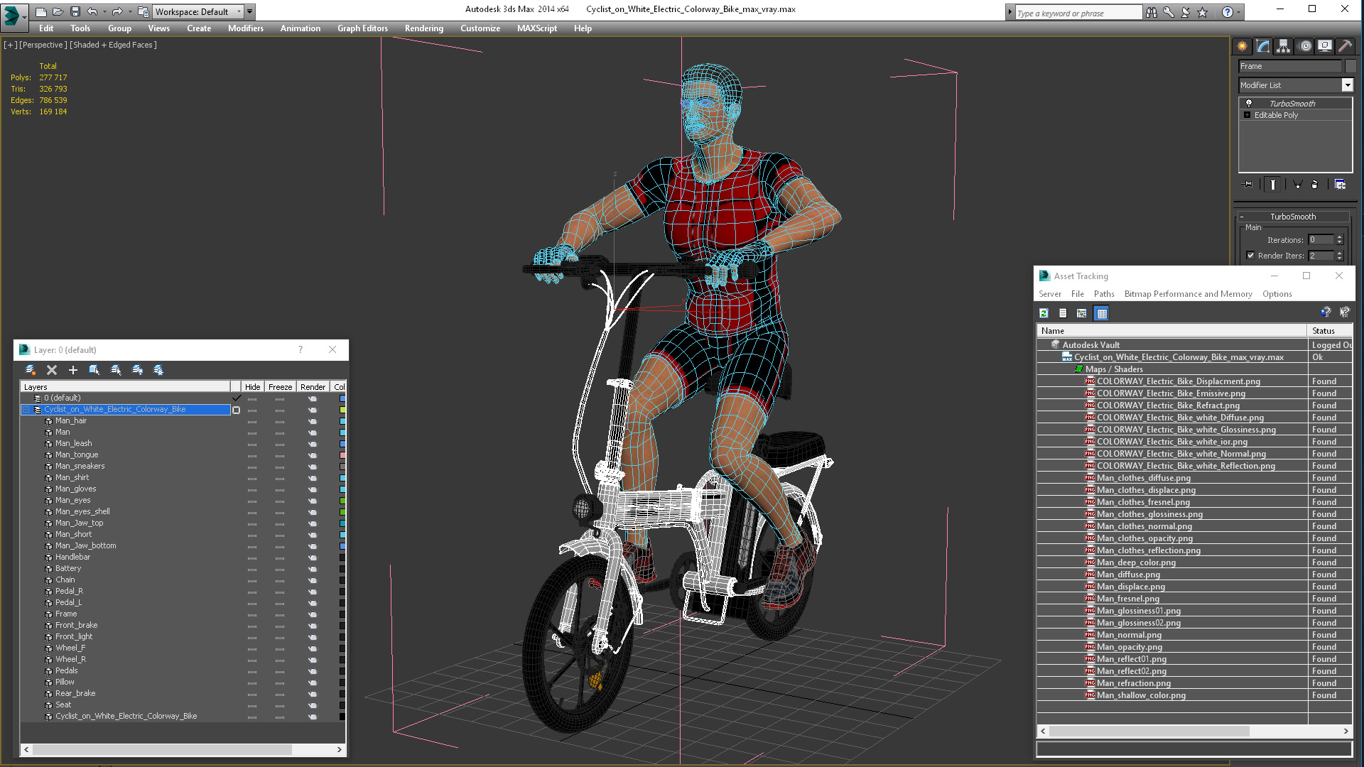 Cyclist on White Electric Colorway Bike 3D model