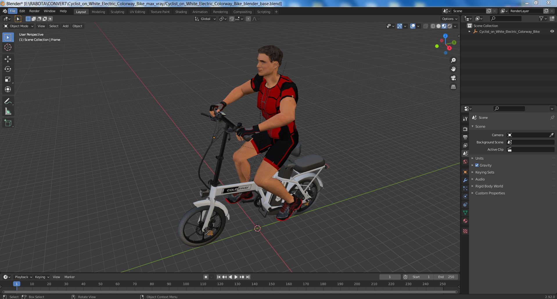 Cyclist on White Electric Colorway Bike 3D model