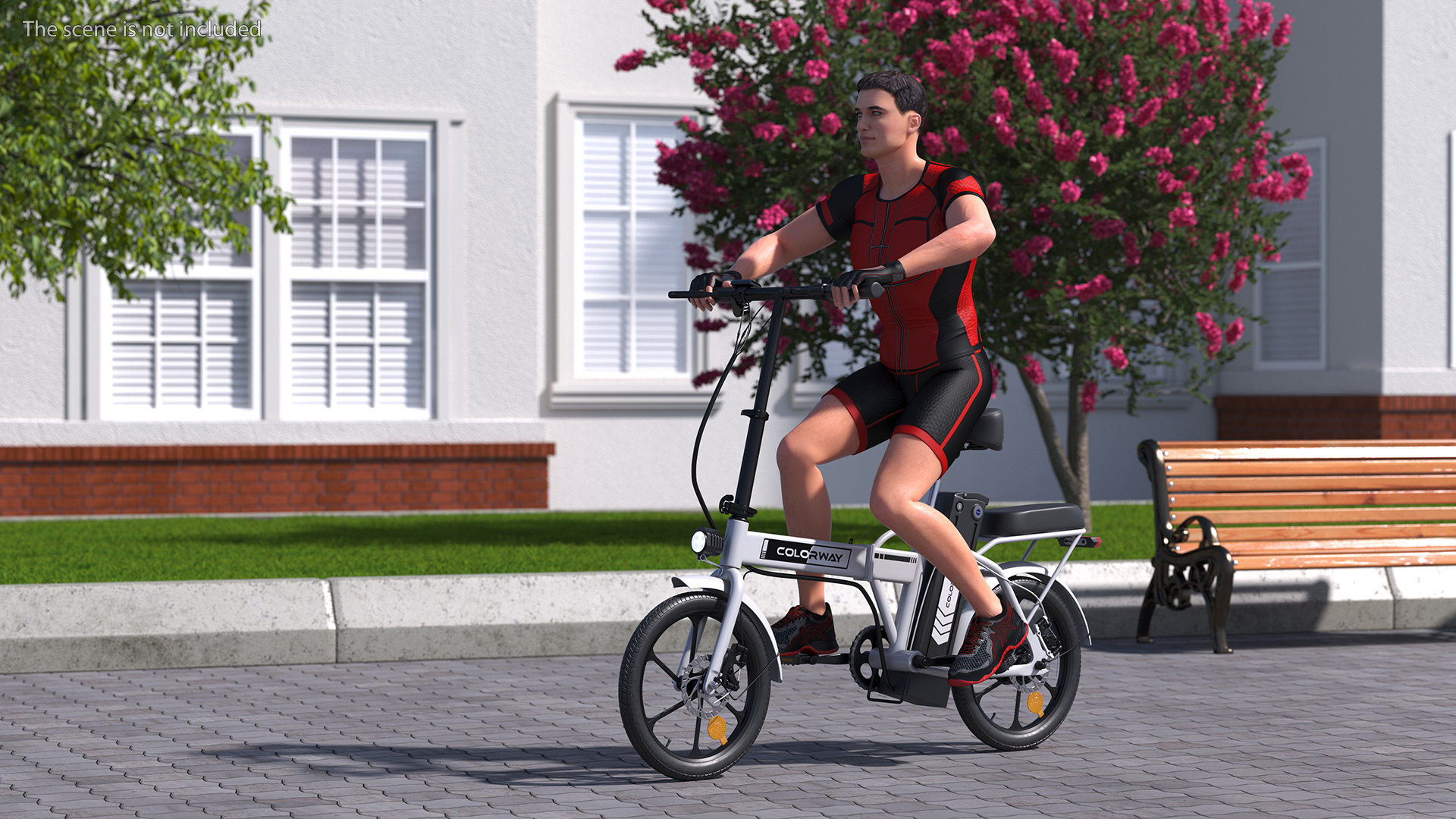 Cyclist on White Electric Colorway Bike 3D model